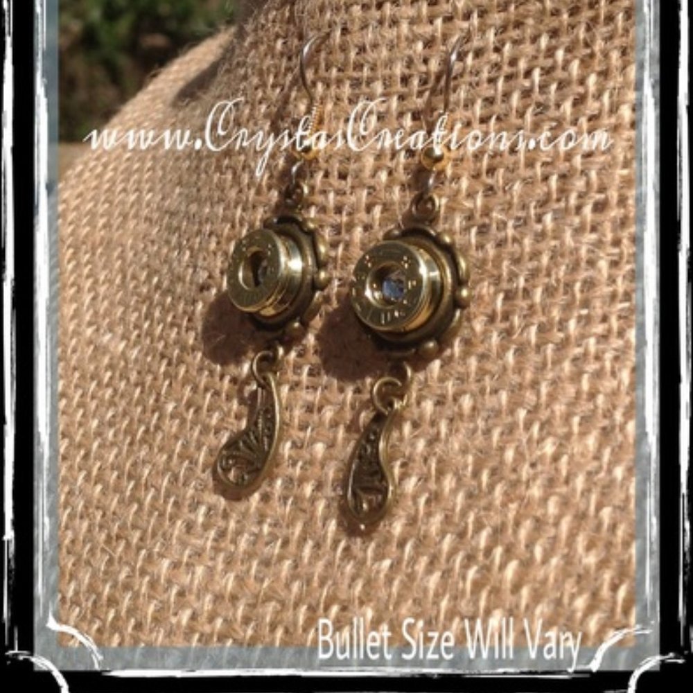 Chic Fancy Bullet Earrings w/Paisley Drop Charm